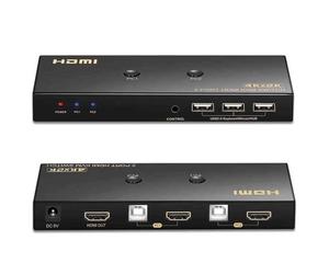 GUODDM Commutateur HDMI/KVM, Contrôle par Clavier Et Souris De Deux Ordinateurs, avec Partage De Plusieurs Ports USB Et Fonctions De Synchronisation Et De Commutation D'écran
