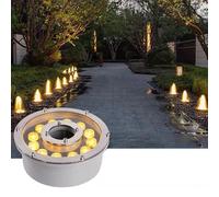 GUODDM Éclairage Annulaire LED pour Fontaine, Éclairage De Piscine À Trou Central 12V, Lampes Submersibles pour Bassin, Spot en Acier Inoxydable Étanche IP68(Yellow,24W-AC12V)