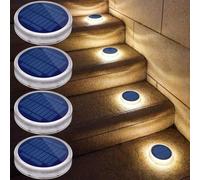 GUODDM Éclairage D'escalier Solaire À LED, Lampes De Marches De Quai Solaires - Étanche, Allumage/Extinction Automatique, pour Jardin, Terrasse, Allée, Chemin, Entrée De Garage(Warm White)