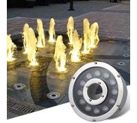 GUODDM Éclairage LED Annulaire pour Fontaine - Luminaires Submersibles 12-24 V, Éclairage Paysager sous-Marin RGB À Trou Central, Spot Encastrable Étanche IP68, pour Jardin Et Piscine(18w(AC12V))