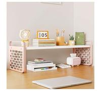 GUODDM Étagère De Bureau À 3 Niveaux - Organisateur De Bibliothèque De Bureau, pour Ordinateur, Bureau Ou Comptoir - Gardez Votre Bureau Organisé Et Élégant(Pink,1 Tier)