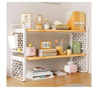 GUODDM Étagère De Bureau À 3 Niveaux - Organisateur De Bibliothèque De Bureau, pour Ordinateur, Bureau Ou Comptoir - Gardez Votre Bureau Organisé Et Élégant(White,2 Tier)