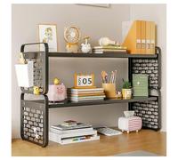 GUODDM Étagère De Bureau À 3 Niveaux - Organisateur De Bibliothèque De Bureau, pour Ordinateur, Bureau Ou Comptoir - Gardez Votre Bureau Organisé Et Élégant(Black,2 Tier)