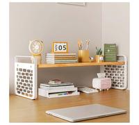 GUODDM Étagère De Bureau À 3 Niveaux - Organisateur De Bibliothèque De Bureau, pour Ordinateur, Bureau Ou Comptoir - Gardez Votre Bureau Organisé Et Élégant(White,1 Tier)
