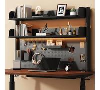 GUODDM Étagère De Bureau À Pince, Extension De Bureau Noire De 100 Cm, Panneau Perforé, Accessoires De Bureau, Panneau De Confidentialité pour Bureau De Jeu, Système D'étagères De Bureau