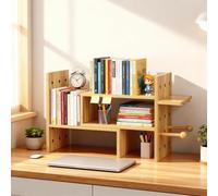 GUODDM Étagère Rustique en Bambou, Organiseur De Bureau en Bois, Présentoir De Bureau Extensible, pour Le Bureau Et La Maison, Étagère De Rangement De Bureau À Style Libre(Banboo)