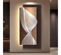 GUODDM Grande Décoration Murale en Grès, Œuvre d'art Murale 3D en Grès avec Éclairage LED, Décoration Murale Moderne Et Minimaliste pour Hôtel, Hall D'entrée(Brown,70 * 140cm/27.5 * 55in)