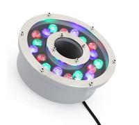 GUODDM Lampe De Fontaine Annulaire - Éclairage LED Submersible pour Bassin, Éclairage RGB 12/24 V, Éclairage pour Bassin À Trou Central Étanche IP68(9w(AC24V))