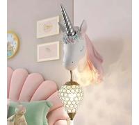 GUODDM Lampe Murale LED Licorne - Style Nordique, pour Chambre d'enfant, Chevet Et Décoration De Chambre - Luminaire D'intérieur(Pink 40cm)