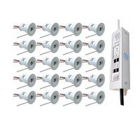 GUODDM Lot de 16 Spots Encastrables - Mini Spot LED 1 W, Plafonnier Mural Dissimulé 12 V, Spot Encastrable 15 Mm À Intensité Variable(Blue,120 Degrees)