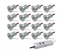 GUODDM Lot de 16 Spots LED Encastrables D'extérieur - Lampe De Jardin Enterrée, Mini Spot De Plafond 1 W 12 V, 15 Mm(Red,30 Degrees)