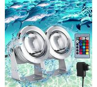 GUODDM Lot De 2 Projecteurs LED Submersibles - Éclairage sous-Marin Étanche IP68 RGB, Spot pour Jardin Et Extérieur avec Télécommande(10W(12V))