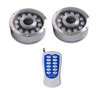 GUODDM Lot De 2 Spots De Fontaine Annulaires Submersibles RVB, 12 V/24 V, avec Télécommande RF, Spot Encastré, Étanche IP68, en Acier Inoxydable, pour Jardin, Étang, Piscine(24W(12v))