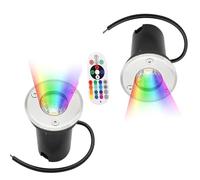 GUODDM Lot De 2 Spots De Jardin Encastrables 3 W, Étanches IP67, À Changement De Couleur, Éclairage D'extérieur RVB(3W(12V))