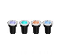 GUODDM Lot De 4 Lampadaires Ronds D'extérieur 3 W, Projecteurs À Faisceau LED, Éclairage De Puits Souterrain, Mini Éclairage De Paysage COB, Éclairage De Paysage Étanche IP67(Red,3W(85-265v))