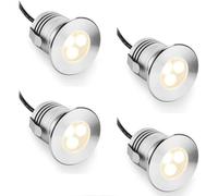 GUODDM Lot De 4 Lampes LED Submersibles, Anneaux Lumineux pour Fontaines 3 W, Éclairage sous-Marin pour Piscine en Acier Inoxydable Étanche IP68(Cool White,24v (3w))