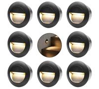 GUODDM Lot De 4 Ou 8 Appliques Murales Encastrées 3W pour Escalier, Éclairage Rond Blanc Chaud 85-240V, Veilleuse LED, Boîtier en Aluminium Étanche IP65, Éclairage Mural, Éclairage De Jardin(8pcs)