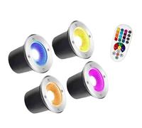 GUODDM Lot De 4 Spots Encastrés Extérieurs À LED, Projecteurs RGB 3W, Éclairage De Jardin Souterrain À Couleurs Changeantes 12-24V avec Télécommande(3W(12V))
