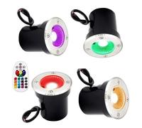 GUODDM Lot De 4 Spots LED D'extérieur 3 W avec Télécommande, Lampe De Sol Encastrée Étanche IP65, Éclairage De Puits RVB Basse Tension 12 V/24 V, pour Allée, Jardin, Terrasse(3W(24V))
