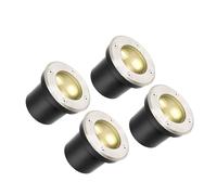 GUODDM Lot De 4 Spots LED Encastrables Au Sol 3 W - Lampes D'extérieur Rondes, Spots Encastrés Étanches IP67 en Acier Inoxydable, Éclairage De Jardin(White Light,3W(85-265V))