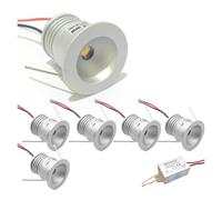 GUODDM Lot De 6 Mini Spots LED 12 V 1 W, Étanches IP65, Encastrables, Ampoules De 25 Mm, Kit D'éclairage Extérieur pour Plafond, Idéal pour Jardin, Garage Et Grenier(Warm White,120 Degrees)