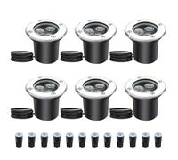 GUODDM Lot De 6 Projecteurs LED Extérieurs De 3 W - Éclairage Paysager LED 12 V/24 V, Projecteurs Encastrables Étanches IP67 pour Extérieur, Allée, Terrasse, Escaliers Et Jardin(Yellow,3w(12v))