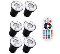 GUODDM Lot De 6 Spots LED Encastrés De 3 W pour Extérieur, Lampes De Jardin Colorées, Éclairage Idéal pour Les Sentiers De Parcs Et Les Aménagements Paysagers en Forêt(RGB,3W(24V))