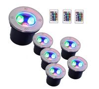 GUODDM Lot De 6 Spots LED Submersibles RVB pour Bassin - Spots Ronds Encastrés 12-24 V, Étanches IP68, À Changement De Couleur, pour Fontaine, Jardin Et Piscine(3W(12v))