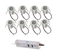 GUODDM Lot De 8 Mini Spots LED 12 V, Spot Encastré pour Vitrine, Éclairage Mural De Fond Dissimulé, pour Caves À Vin, Salons Et Bureaux(White,Warm White 3000k)