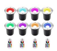 GUODDM Lot De 8 Spots LED De Sol avec Télécommandes, Éclairage D'extérieur Encastrables 12 V/24 V, 6 W, Couleur RVB, COB(6W 24v)