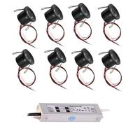 GUODDM Lot De 8 Spots LED - Mini Downlights De Plafond 12V, Spots Encastrables pour Vitrines, Éclairage De Plafond Dissimulé pour Murs D'accentuation(Warm White 3000k,A-DC12V)
