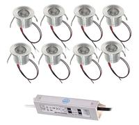 GUODDM Lot De 8 Spots LED - Mini Downlights De Plafond 12V, Spots Encastrables pour Vitrines, Éclairage De Plafond Dissimulé pour Murs D'accentuation(Warm White 3000k,B-DC12V)