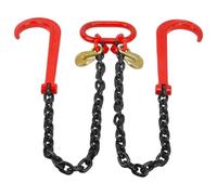 GUODDM Obstacles Voiture Chaîne De Remorquage De Transport en V De Grade 80, 3/8 Po, avec 15 Crochets en J Et Brins De 2/3 Pi De Long, pour Camion Plateau, Remorque, Tracteur(3/8'' X 3'/J-Hook-BKRD)