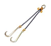 GUODDM Obstacles Voiture Chaîne De Remorquage Double Brin 4T/5T avec 2 Crochets De Fixation, Ensemble en V Robuste avec Crochet en J pour Treuillage Et Dépannage De Véhicules(5T)