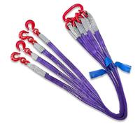 GUODDM Obstacles Voiture Élingue À Quatre Brins, Élingues De Levage avec Crochets De Préhension en Acier Allié, Sangles De Gréement Violettes pour Le Remorquage Et La Manutention(4legLoad2t 1M)