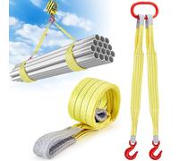 GUODDM Obstacles Voiture Lot De 2 Sangles De Levage Industrielles en Polyester Renforcé (1 M / 3,3 Ft) - Élingue Textile À 2 Brins avec Crochet Et Œil Torsadé - Idéale pour Palan, Grue D'Atelier