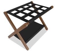 GUODDM Porte-Bagages en Bambou, Support De Valise Pliable pour Chambre d'amis, Porte-Bagages avec Étagère De Rangement en Tissu pour Chambre D'hôtel(1pcs)