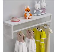 GUODDM Porte-vêtements - Étagère Flottante en Fer avec Tige de Suspension, présentoir à vêtements Mural, Porte-vêtements, Porte-Manteau avec étagère(100CM,White)