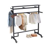 GUODDM Présentoir À Vêtements en Métal À 6 Bras avec roulettes, Portant Robuste avec Double Barre Réglable, Idéal for Le Rangement dans Les Grands Magasins