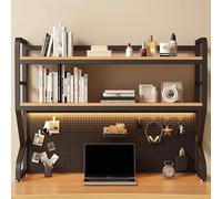 GUODDM Présentoir De Bureau À 2 Niveaux avec Panneau Perforé, Bibliothèque De Comptoir Polyvalente, Étagère De Rangement pour Bureau, pour Dortoir Et Usage Domestique(Black,70x25x96cm)