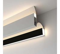 GUODDM Profilé en Aluminium Robuste pour Bande LED Tricolore, Réflecteur Mural sans Fente, Diffuseur De Lumière Suspendu pour Corniche Décorative(Black,30m (98.4 ft))