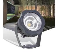 GUODDM Projecteur LED D'extérieur Rond COB, Longue Portée, Éclairage Paysager À Angle Réglable, Étanche IP65, pour Mur, Publicité, Bâtiment, Pelouse(White,10W(AC12V))