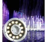 GUODDM Projecteur LED Submersible - Anneau Lumineux LED pour Fontaine, Projecteur De Piscine sous-Marin AC12V À Trou Central, Éclairage Décoratif Paysager(White,18W(12V))