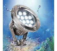 GUODDM Projecteur LED Submersible pour Bassin, Projecteur Rotatif 12 V, Étanche IP68, Idéal pour Jardin, Piscine, Cour, Fontaine RGB(Red,12W)