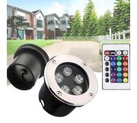 GUODDM Projecteur LED Submersible pour Bassin, Spot D'extérieur Encastrable RVB 12-24V, Éclairage De Piscine À LED Étanche IP68 pour Bassin, Fontaine, Terrasse, Pelouse(3w,Rgb-12V)