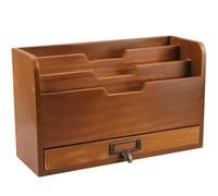 GUODDM Rangement Bureau Boîte De Rangement De Bureau En Bois Massif, Trieur De Dossiers Vertical, Organiseur De Dossiers Rustique Pour