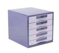 GUODDM Rangement Bureau Boîte De Rangement Métallique À 5 Tiroirs, Classeur En Acier Avec Serrure, Armoire De Rangement Verrouillable Pour Bureau À Domicile, Organiseur De Dossiers De Reçus A4(Blue)