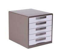 GUODDM Rangement Bureau Boîte De Rangement Métallique À 5 Tiroirs, Classeur En Acier Avec Serrure, Armoire De Rangement Verrouillable Pour Bureau À Domicile, Organiseur De Dossiers De Reçus A4(Brown)