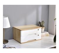 GUODDM Rangement Bureau Classeur De Bureau - Coffre De Rangement En Bois Massif À 1/2/3/4 Tiroirs Avec Serrure, Commode Rustique(E,2-layers)