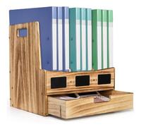 GUODDM Rangement Bureau Classeur En Bois, Trieur De Courrier, Organiseur De Documents Avec 3 Compartiments Et 1 Tiroir, Organiseur De Papier Pour Porte-revues De Comptoir